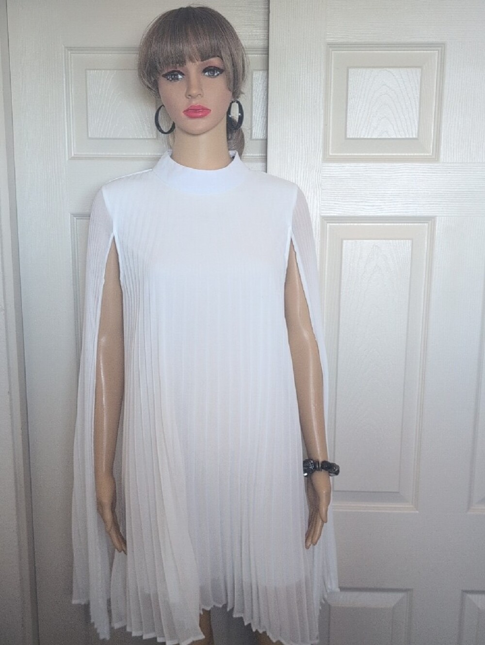 Allegra Elegant  Pleated Cape Dress